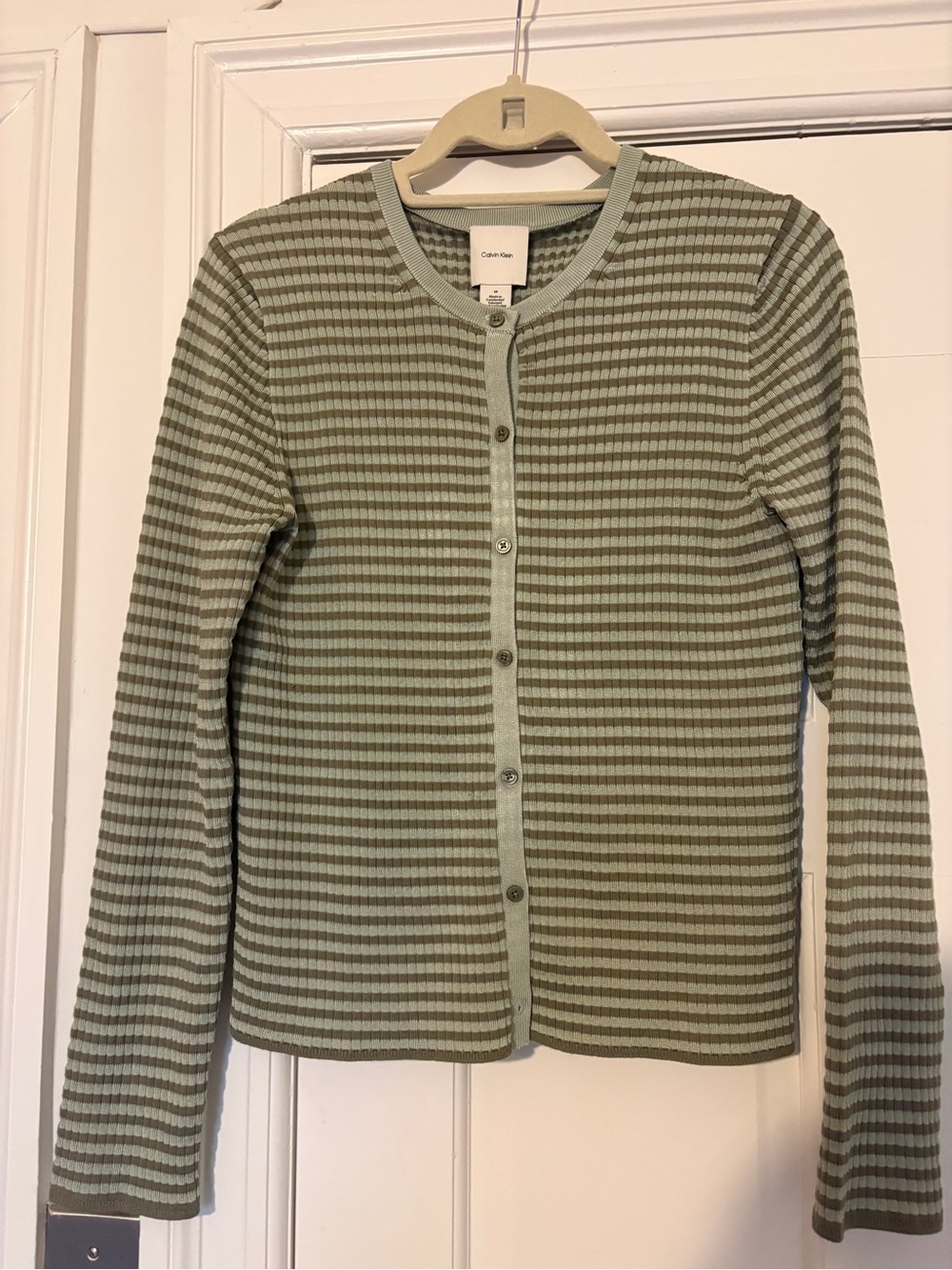 Calvin Klein grew striped cardigan
